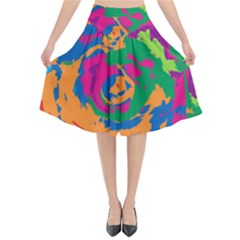 Abstract Art Flared Midi Skirt