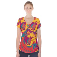 Abstract Art Short Sleeve Front Detail Top by ValentinaDesign