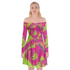 Abstract Art Off Shoulder Skater Dress