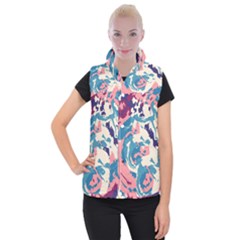 Abstract Art Women s Button Up Puffer Vest by ValentinaDesign