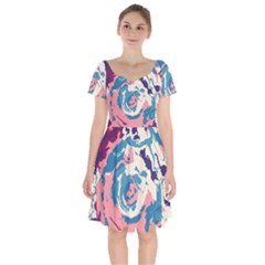 Abstract Art Short Sleeve Bardot Dress