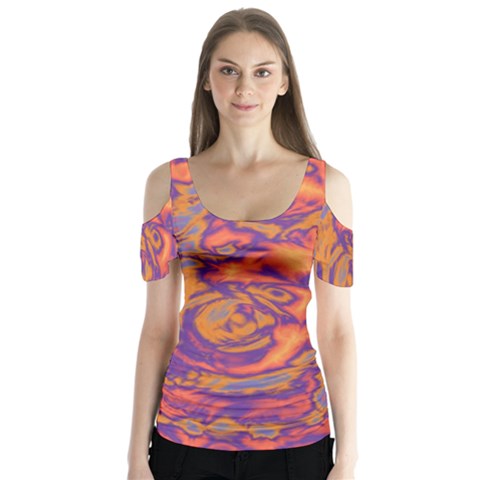 Abstract Art Butterfly Sleeve Cutout Tee  by ValentinaDesign