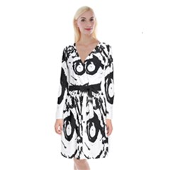 Abstract Art Long Sleeve Velvet Front Wrap Dress