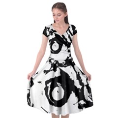 Abstract Art Cap Sleeve Wrap Front Dress