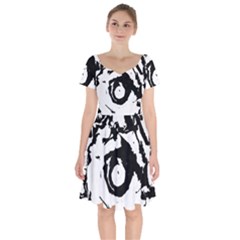 Abstract Art Short Sleeve Bardot Dress