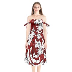 Abstract Art Shoulder Tie Bardot Midi Dress