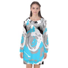 Abstract Art Long Sleeve Chiffon Shift Dress  by ValentinaDesign