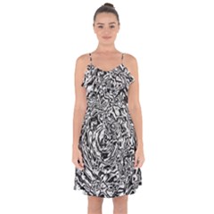 Abstract Art Ruffle Detail Chiffon Dress