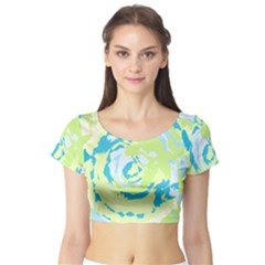 Abstract Art Short Sleeve Crop Top (tight Fit) by ValentinaDesign