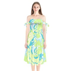 Abstract Art Shoulder Tie Bardot Midi Dress