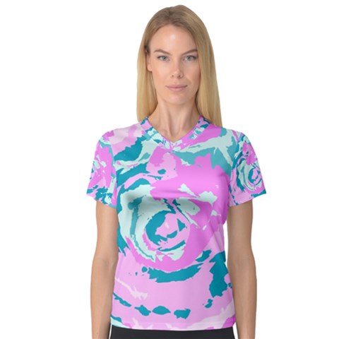 Abstract Art Women s V-neck Sport Mesh Tee by ValentinaDesign