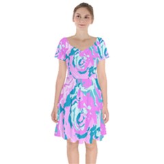 Abstract Art Short Sleeve Bardot Dress