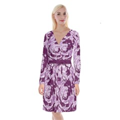 Abstract Art Long Sleeve Velvet Front Wrap Dress by ValentinaDesign