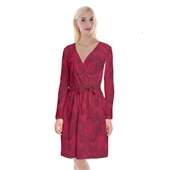 Abstract Art Long Sleeve Velvet Front Wrap Dress