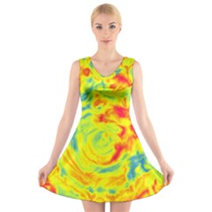 Abstract Art V-neck Sleeveless Skater Dress by ValentinaDesign