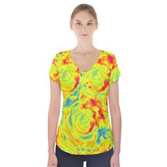 Abstract Art Short Sleeve Front Detail Top by ValentinaDesign