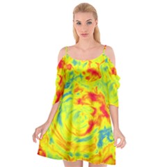 Abstract Art Cutout Spaghetti Strap Chiffon Dress