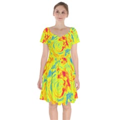 Abstract Art Short Sleeve Bardot Dress