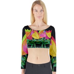 Tulips Long Sleeve Crop Top by ValentinaDesign