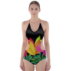 Tulips Cut-out One Piece Swimsuit by ValentinaDesign