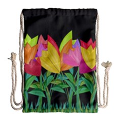 Tulips Drawstring Bag (large) by ValentinaDesign