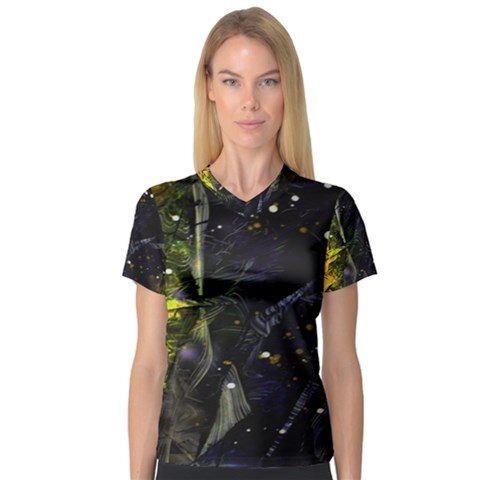 Abstract Design Women s V-neck Sport Mesh Tee by ValentinaDesign