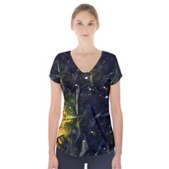 Abstract Design Short Sleeve Front Detail Top by ValentinaDesign