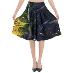 Abstract Design Flared Midi Skirt