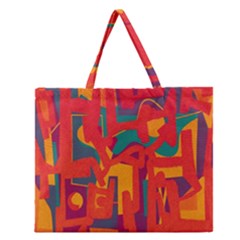 Abstract Art Zipper Large Tote Bag by ValentinaDesign