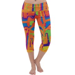 Abstract Art Capri Yoga Leggings by ValentinaDesign