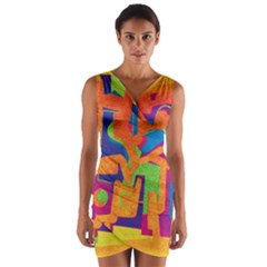 Abstract Art Wrap Front Bodycon Dress by ValentinaDesign