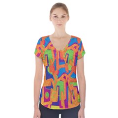 Abstract Art Short Sleeve Front Detail Top by ValentinaDesign