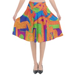 Abstract Art Flared Midi Skirt