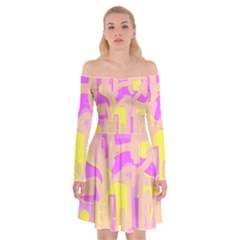 Abstract Art Off Shoulder Skater Dress