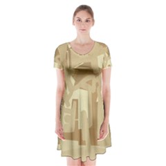 Abstract art Short Sleeve V-neck Flare Dress