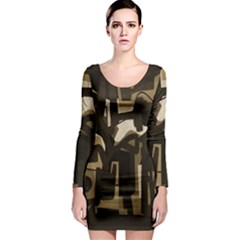 Abstract Art Long Sleeve Bodycon Dress