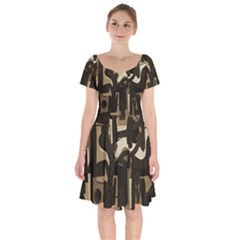 Abstract Art Short Sleeve Bardot Dress