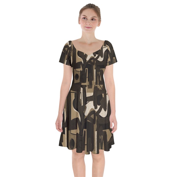 Abstract art Short Sleeve Bardot Dress