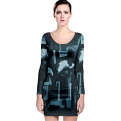 Abstract Art Long Sleeve Bodycon Dress by ValentinaDesign