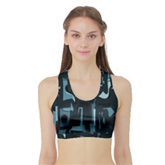 Abstract Art Sports Bra With Border by ValentinaDesign