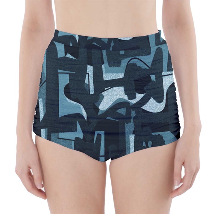 Abstract art High-Waisted Bikini Bottoms