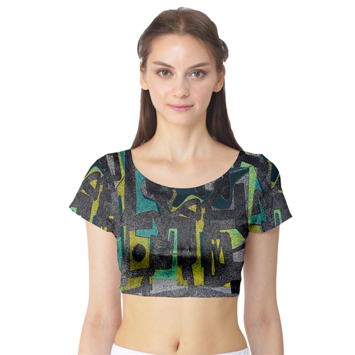 Abstract art Short Sleeve Crop Top (Tight Fit)