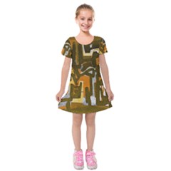 Abstract Art Kids  Short Sleeve Velvet Dress by ValentinaDesign