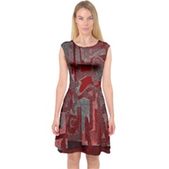 Abstract Art Capsleeve Midi Dress