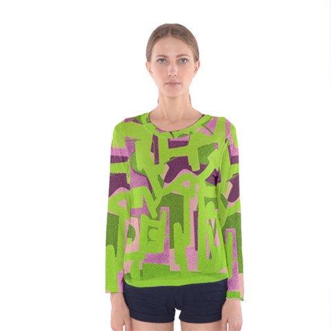 Abstract Art Women s Long Sleeve Tee by ValentinaDesign