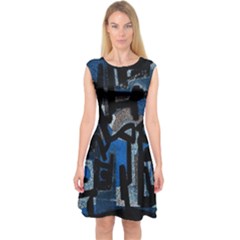 Abstract Art Capsleeve Midi Dress