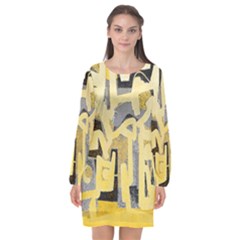 Abstract Art Long Sleeve Chiffon Shift Dress  by ValentinaDesign