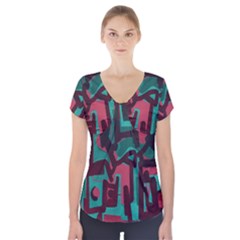 Abstract Art Short Sleeve Front Detail Top by ValentinaDesign