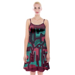 Abstract Art Spaghetti Strap Velvet Dress