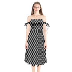 Pattern Shoulder Tie Bardot Midi Dress by ValentinaDesign